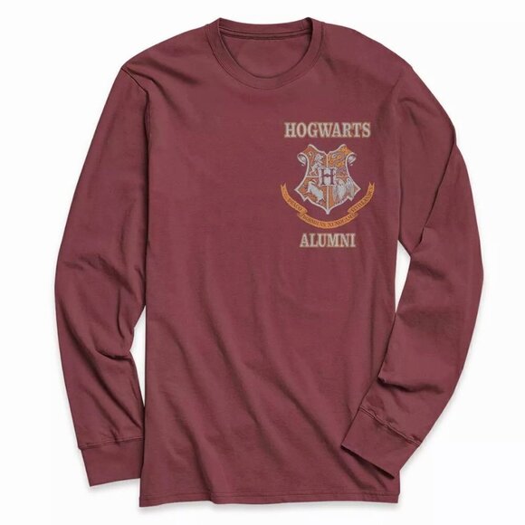 Men's Harry Potter Hogwarts Long Sleeve Graphic T-Shirt - Maroon - Picture 1 of 4